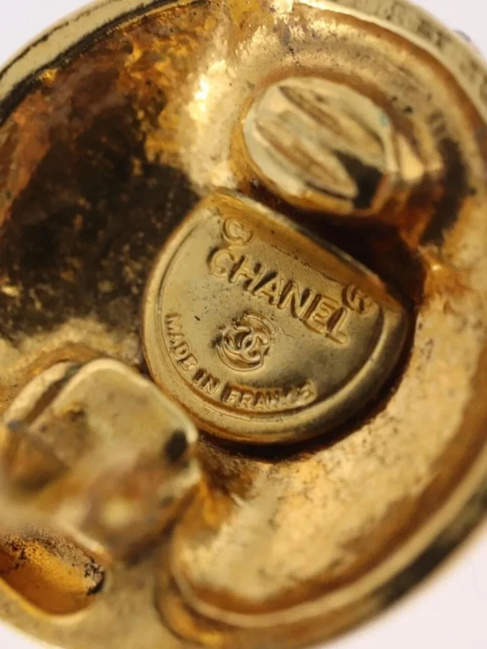 CHANEL Rhinestone Earring metal Gold Tone CC Auth ka2829 - Picture 6 of 11